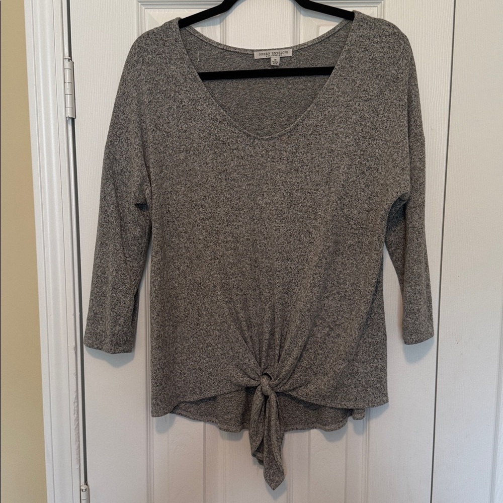 Green Envelope Heather Gray Knit Top
